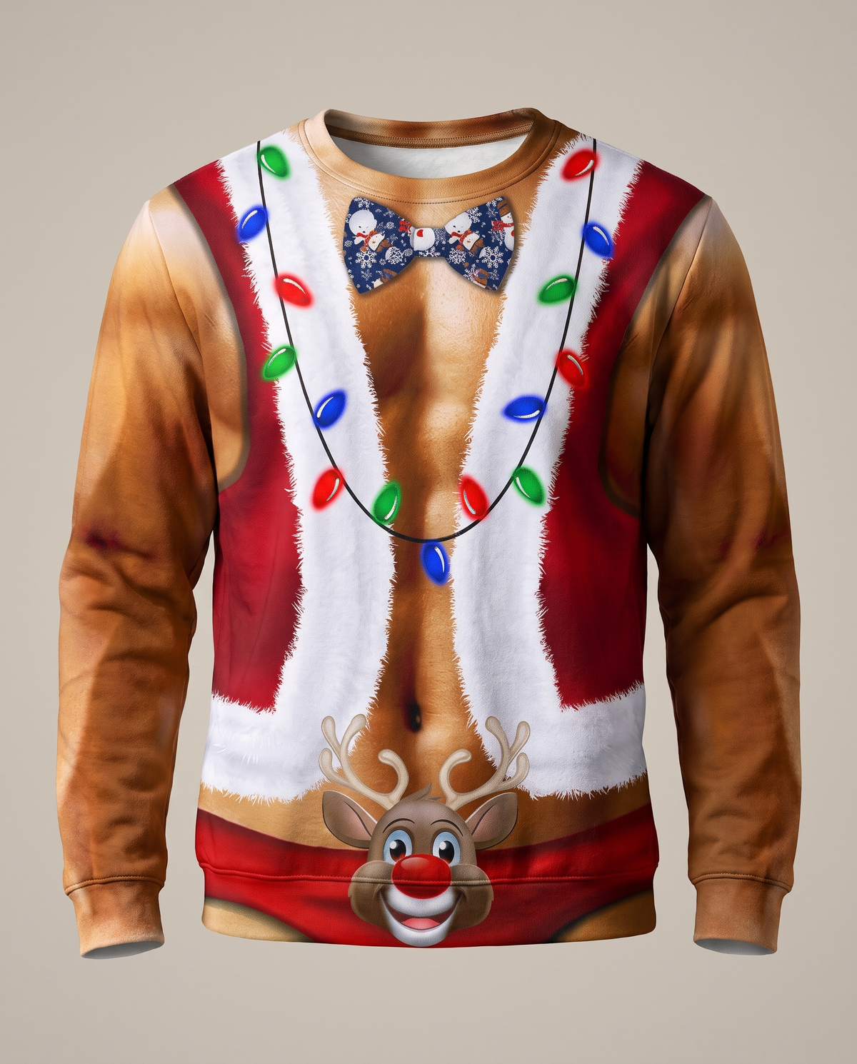 Reindeer Bow Tie Sweatshirt studio shot